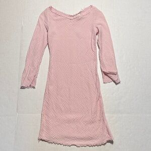 MALIA MILLS Light Pink Slub Cotton Textured Long Sleeve Mini Dress Swim Cover XS